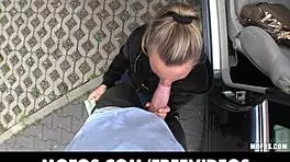 czech blonde picked up outdoors for public doggystyle pounding