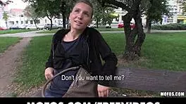 czech blonde picked up outdoors for public doggystyle pounding