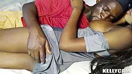 ebony beauty squirts on huge stepdad cock in wet missionary pounding