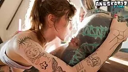 tattooed goth lesbians finger gaping assholes with dildos