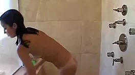 Petite Chloe 18+ showers teases fondles her tight clit intimately