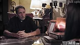 busty milf seduces priest in church