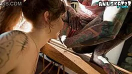 tattooed goth lesbians finger gaping assholes with dildos