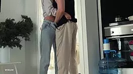 wow petite brunette's tight ass worship in early morning bedroom fuck