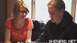 Nerdy Teen Sucks Cock Like A Total Wench!