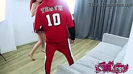 Redhead teen turns innocent photoshoot into wild group sex party