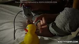 Karlie Montana Toys Her Petite Partner in Steamy Bathroom Lesbian Play!