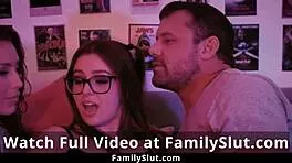 Horny teen shares bed threesome fun