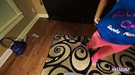 Blonde bombshell deepthroats then slammed hard ending in facial cumshot