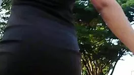 skinny girlfriend fingers her tight pussy and flashes it publicly outdoors