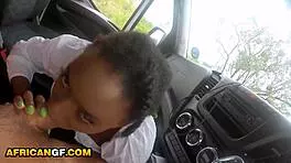 ebony babe's thrilling outdoor romp with white boyfriend outdoors