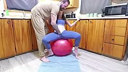 girl gets uncontrollably horny humping ball to squirting bliss