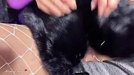 Brunette In Fur Coat Vibrates Pussy To Squirting Close-Up