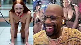 obedient ginger slut leashed naked dances public creampie bath