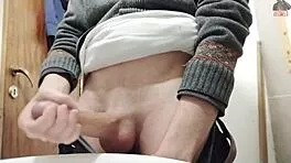 skinny guy strokes big cock solo after quick finish