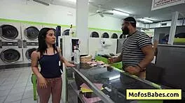 sexy horny petite brunette teen nikki mars drops to knees for wet public laundry blowjob on jason legends big cock
