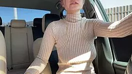busty blonde mom masturbates to shuddering public car orgasm
