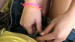 sexy blonde teen lesbian rips clothes for outdoor pussy fingering