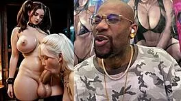 big-breasted ebony trans damsel chained up gets cock sucked with anal beads