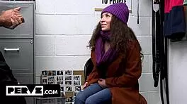 Blonde shoplifter teen caught stealing makeup fucks on christmas