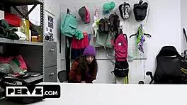 Blonde shoplifter teen caught stealing makeup fucks on christmas