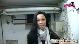 German Teen Ebony Takes Skinny Anal Pounding in Basement POV