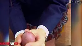 japanese schoolgirl teases with hairy pussy play