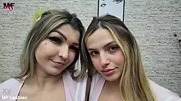 Sultry Blonde Coeds Clash Lips in Intense Wet Bedroom Kissing Frenzy