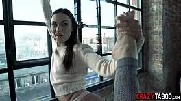 Alyssa reece worships big cock with feet before petite pussy pound