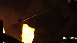 Owners mark new slave's pussy permanently on arrival