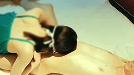 sexy green lingerie wife sucks cock in homemade close-up