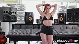 redhead dj passionately strips shaking bubble butt