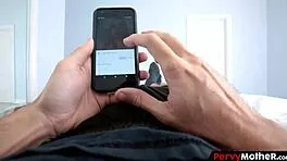 hot blonde cougar catches young guy with her naughty private pics