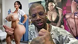 Beautiful trans babe with small waist cums hard from petite white trans nurse pounding