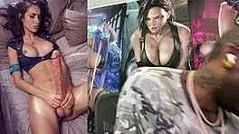 Beautiful trans babe with small waist cums hard from petite white trans nurse pounding