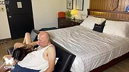 i kiss and suck this mature guy's cock with my massive trans tits