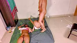 petite skinny girls get creampied hard in wild ffm threesome