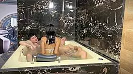 Sexy latina joins friend gets pounded hard in jacuzzi 🛁💦🍑