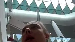 Blonde TEEN slips into the fitting room for a public MASTURBATION session