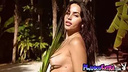 smoking hot claudia tihan strips naked outdoor in tropical paradise uh