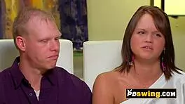 imagine a sexy brunette switching cocks nonstop in this steamy swinger orgy frenzy