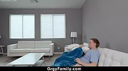 Stepbrother's seduction lesson turns into wild group pounding with stepdad watching?