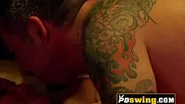 imagine a sexy brunette switching cocks nonstop in this steamy swinger orgy frenzy