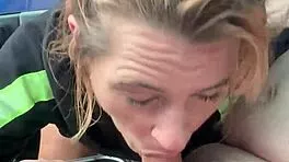 Hooker Bares Ass for Street Blowjob Swallows Public Cumshot