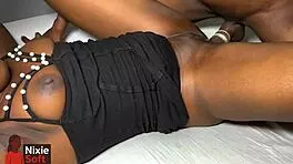 Mysterious Ebony Beauty's Perfect Boobs in Intense Missionary Pounding