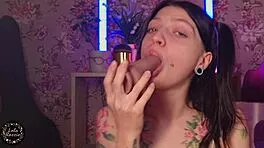 Cute Petite Brunette Toys Small Tits Pussy with Dildo Solo