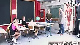 naughty german student sneaks sex on classroom desk 🔥😈