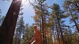 damn this workout feels so naughty naked in the forest blondie