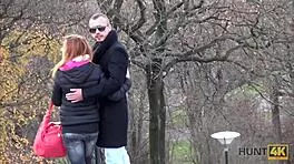 Redhead slut takes cash for intense boyfriend cuckold fuck