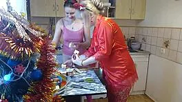 New Year's Thong Lingerie Cooking